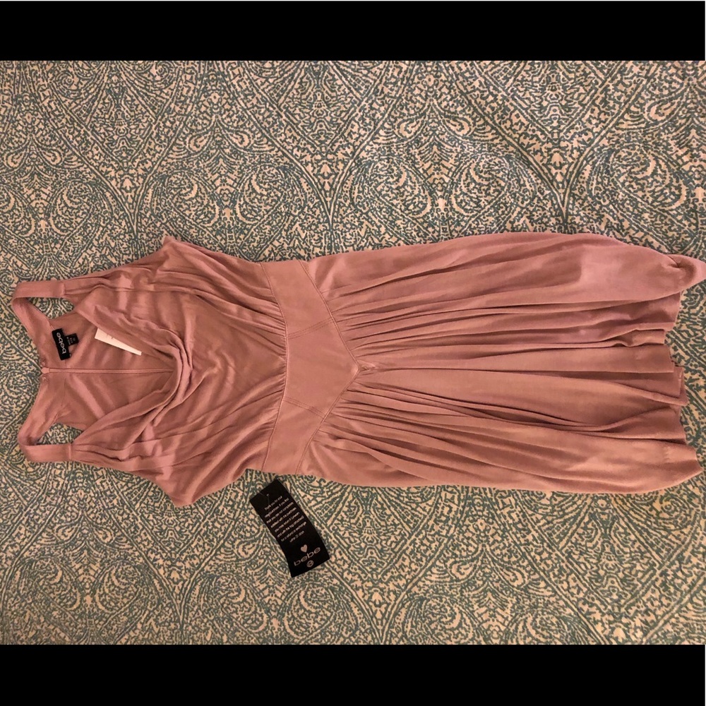 Rose dress w/fitted waist & soft cowl neck